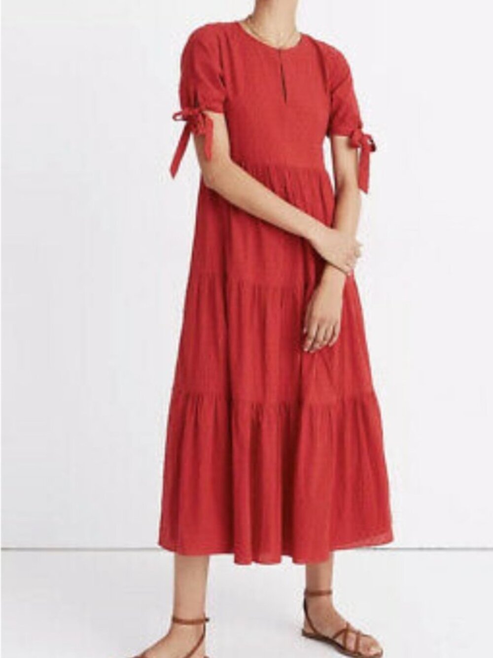 Madewell Tiered Red Midi Dress